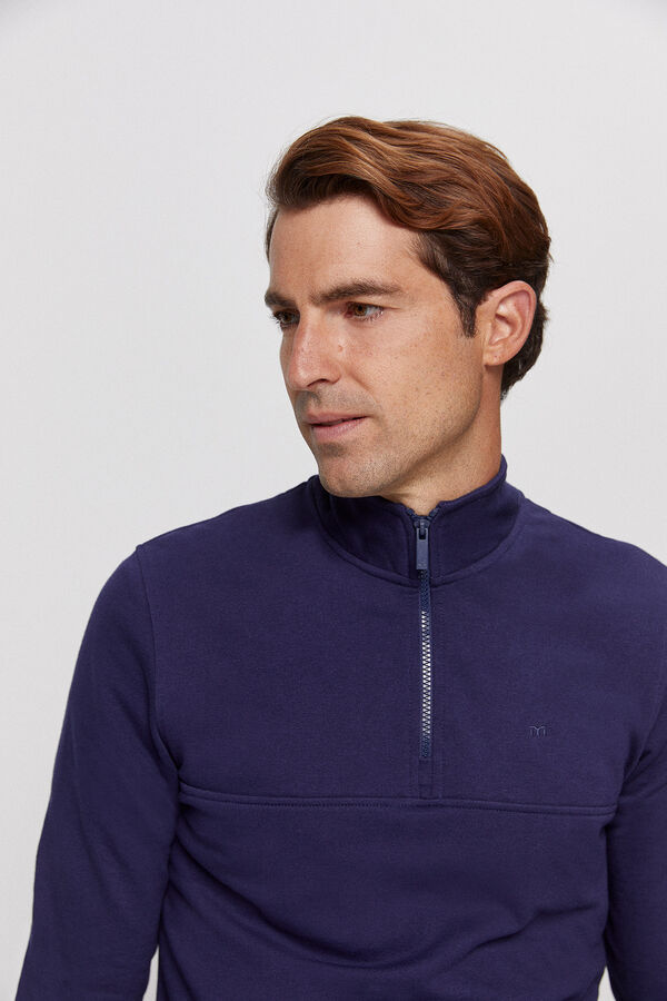Fifty Outlet Sweatshirt de felpa confecionada em qualidade de algodão Marinho