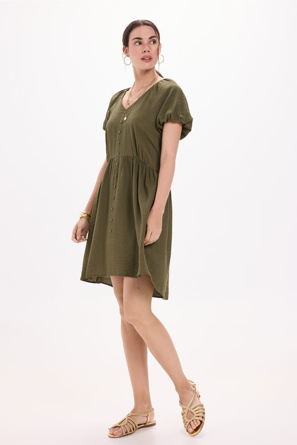 Milano Vestido curto evasê Cáqui escuro