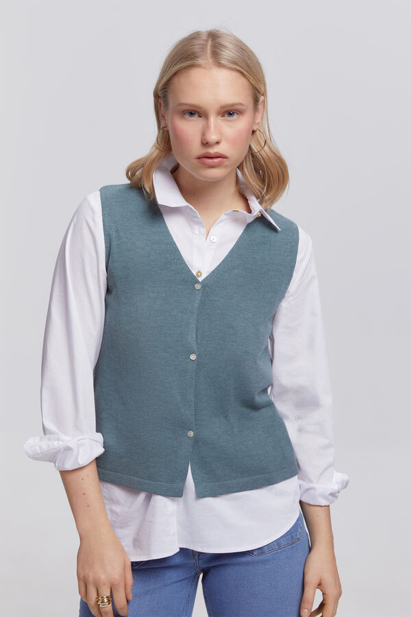 Milano Top colete de colete com bot&otilde;es C&aacute;qui