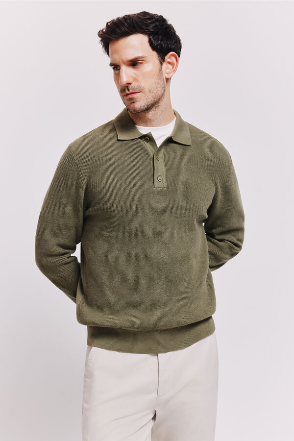 Milano Jersey cuello polo Kaki Claro