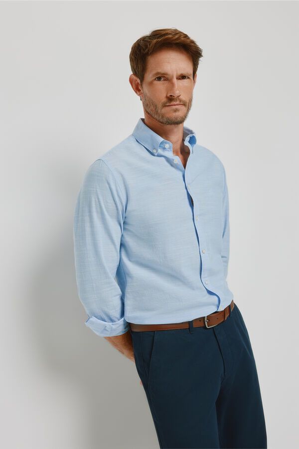 Milano Camisa lisa manga larga Azul Claro