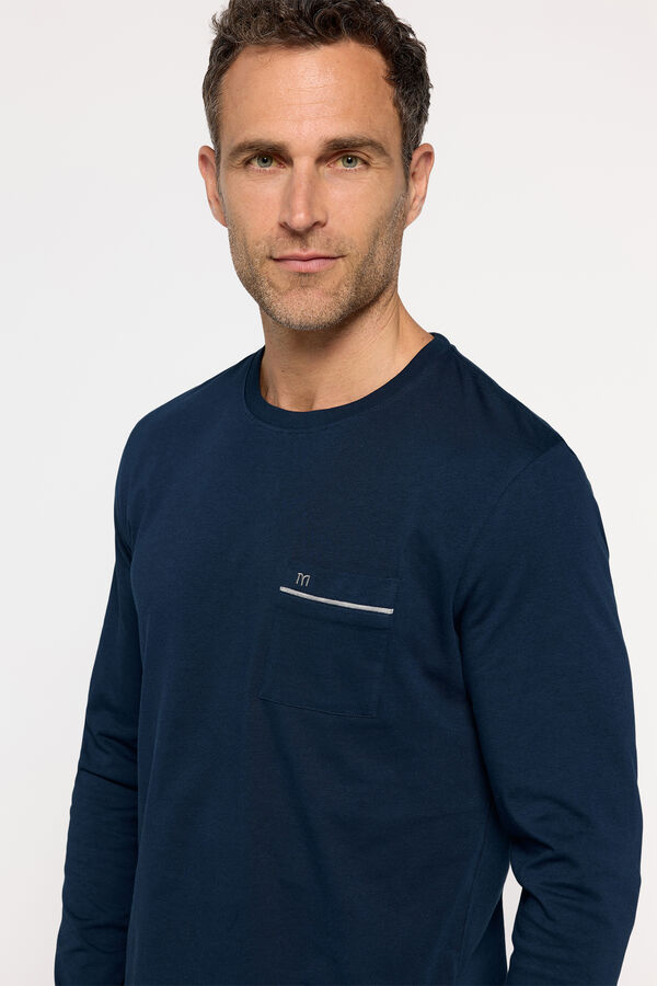 Milano Pijama de manga comprida. Algod&atilde;o camisola simples de qualidade Cinza medio