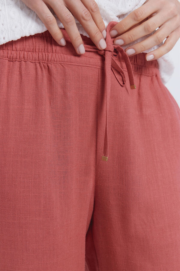 Milano Calças compridas de linho Vermelho