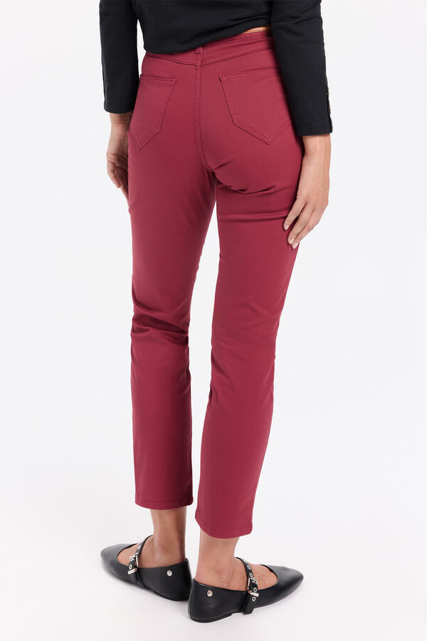 Milano Pantalón slim color Granate