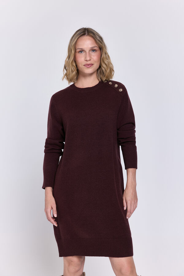 Milano Vestido malha com gola caixa Vinho