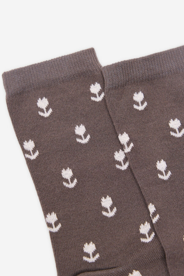 Milano Meias flores Castanho