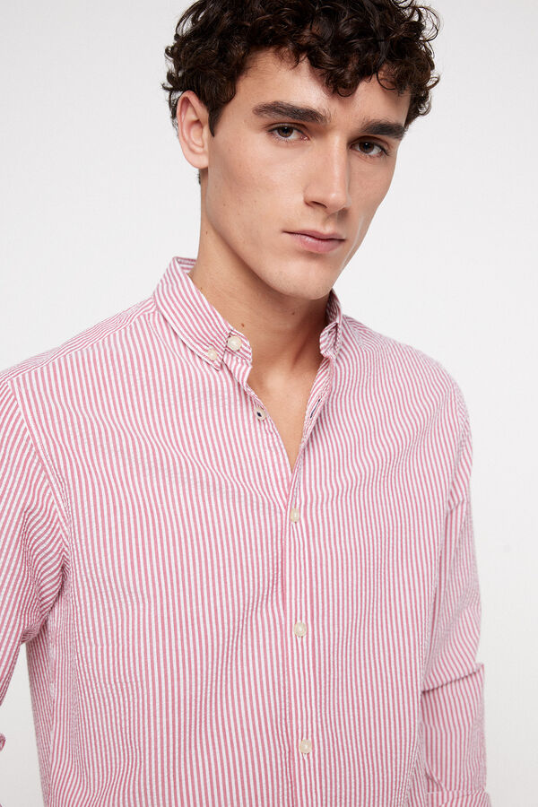 Fifty Outlet Camisa Seersucker Rayas Rojo