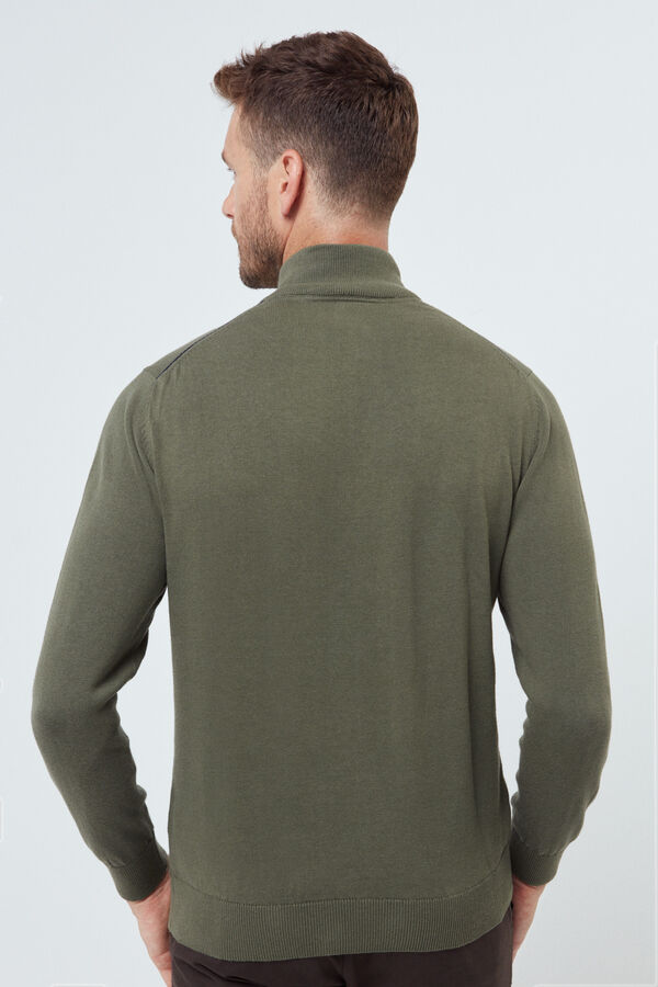 Fifty Outlet Camisola média fecho-éclair confecionada com algodão de qualidade Verde