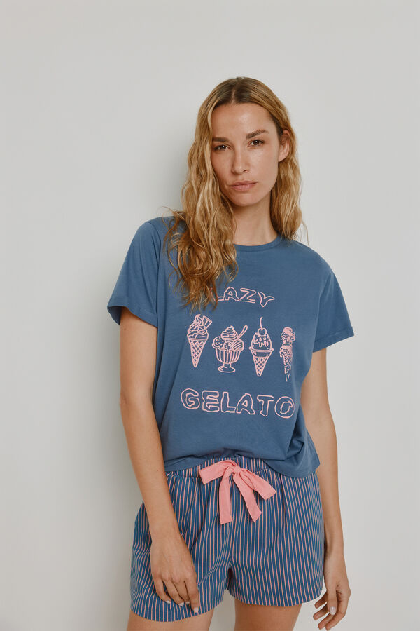 Milano Pijama estampado Azul Oscuro