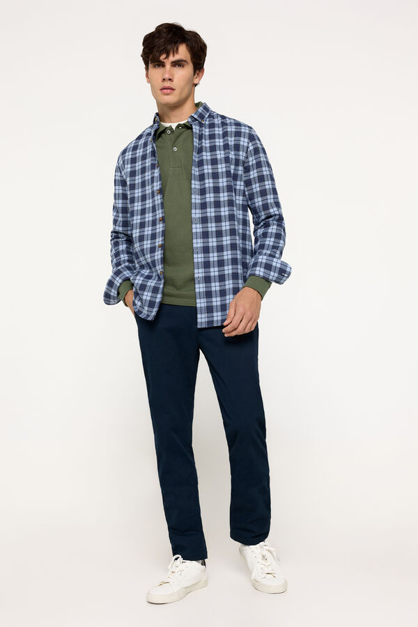 Milano Camisa Twill Cuadros Estampado azul