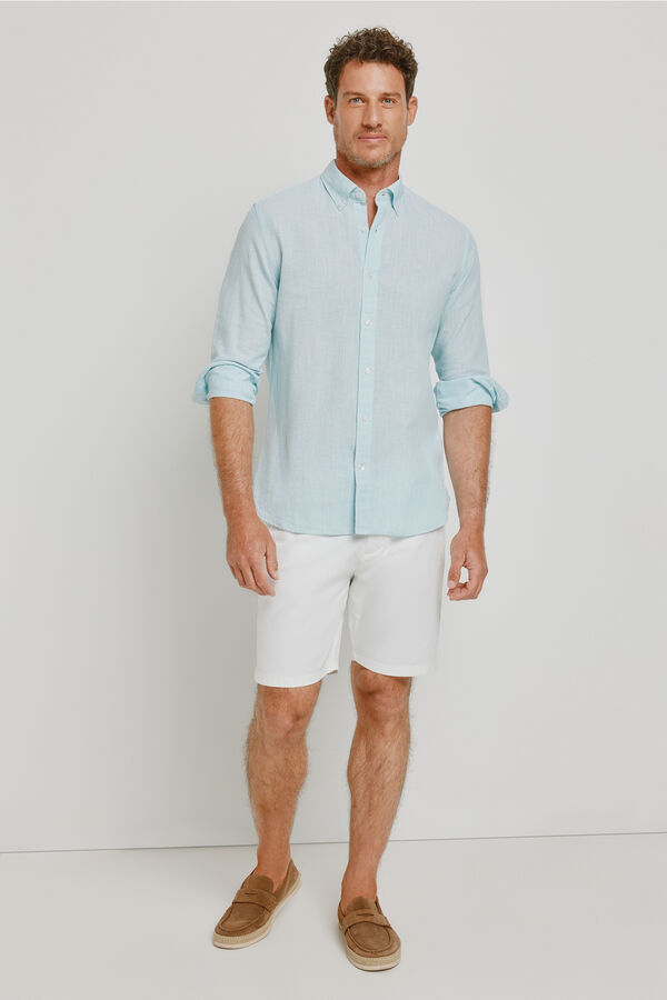 Pedro del Hierro Camisa de riscas de manga comprida Azul turquesa