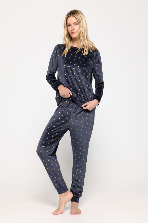 Milano Pijama de velour estrela Marinho
