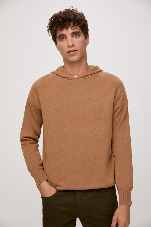 Fifty Outlet Sweatshirt de malha tricot com capuz Camel