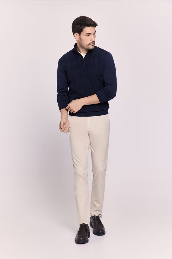 Pedro del Hierro Cárdigan rombos semicisne cremallera Navy