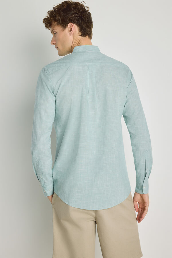 Milano Camisa gola mao manga comprida Azul