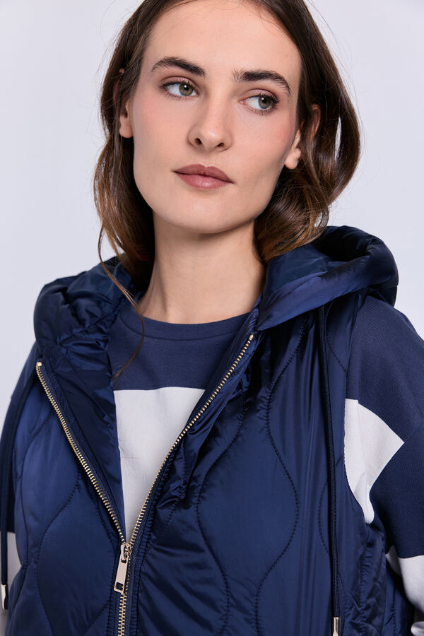 Milano Colete acolchoado com capuz Marinho