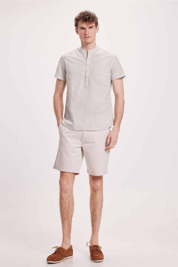 Milano Camisa Slub Estampado branco