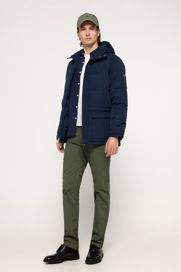 Milano Parka acolchoada com capuz Marinho