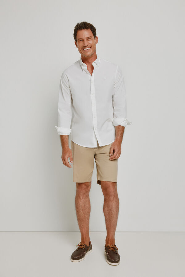 Springfield Camisa lisa de manga comprida Branco