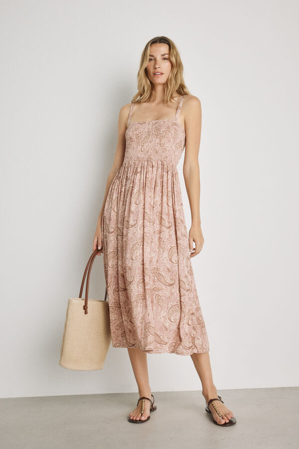 Milano Vestido estampado com tiras Rosa