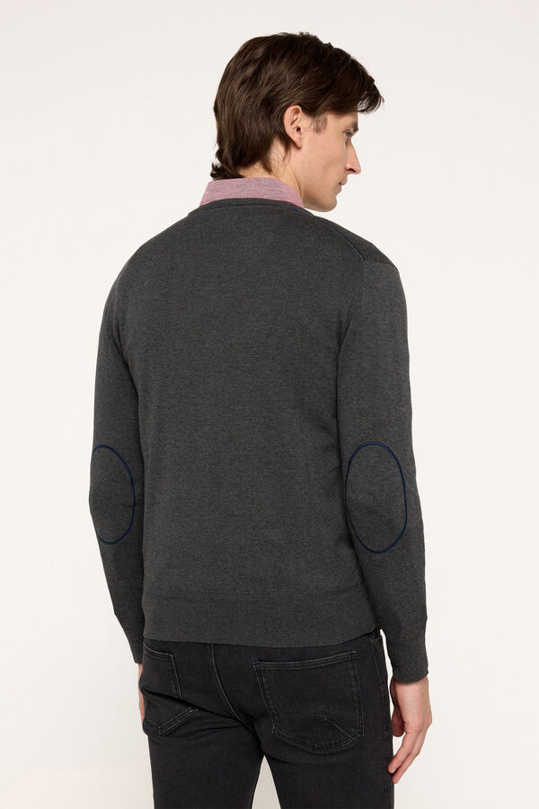 Milano Camisola com gola em bico com patch Cinza medio