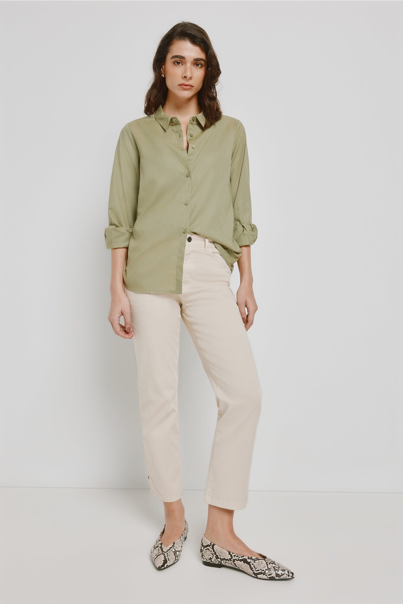 Milano Camisa lisa em tecido estrutura