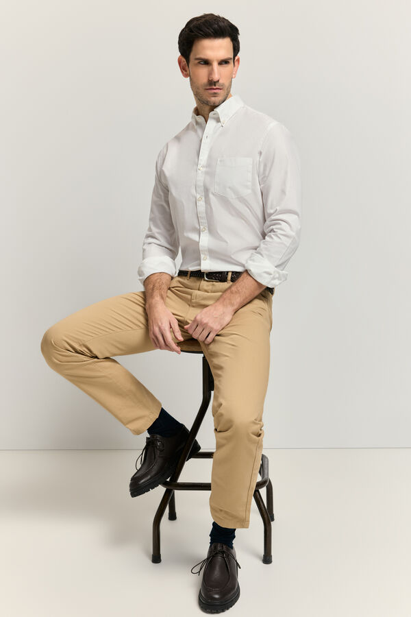 Milano Camisa lisa manga larga Blanco