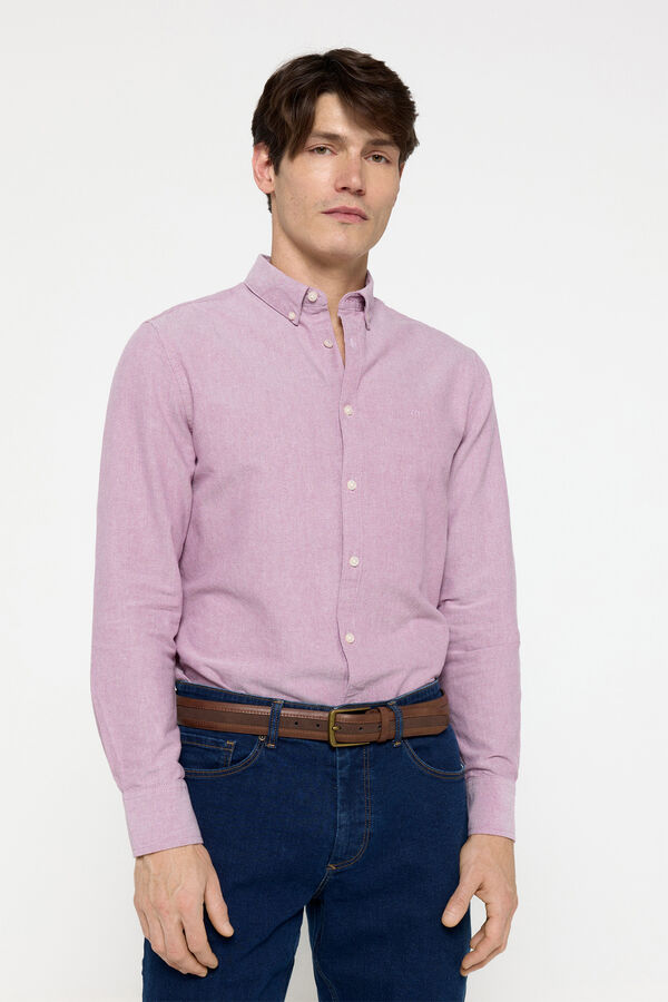 Milano Camisa oxford lisa P&uacute;rpura
