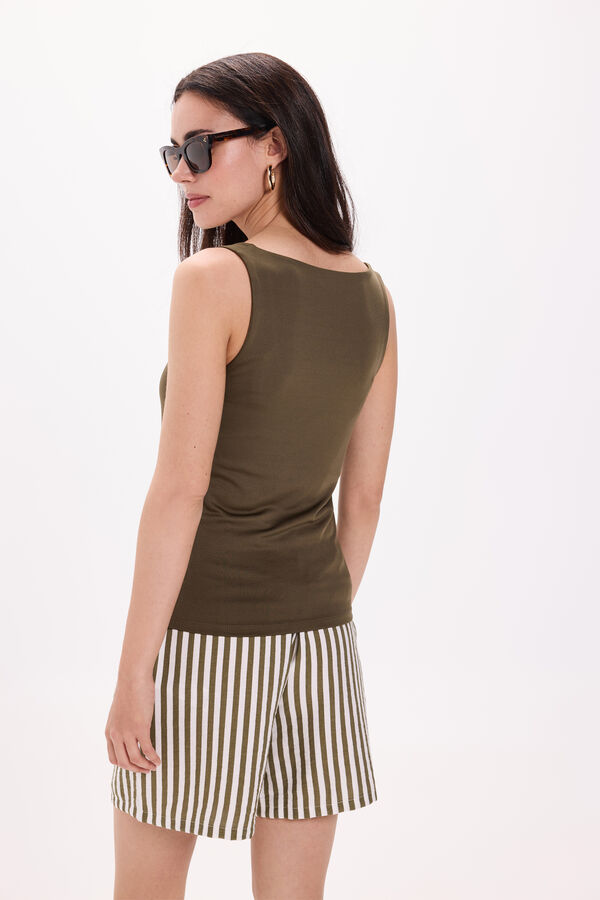 Milano Camiseta elástica com alças largas Cáqui escuro