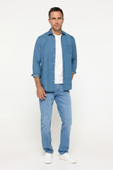 Milano Camisa Denim Lisa Azul Claro