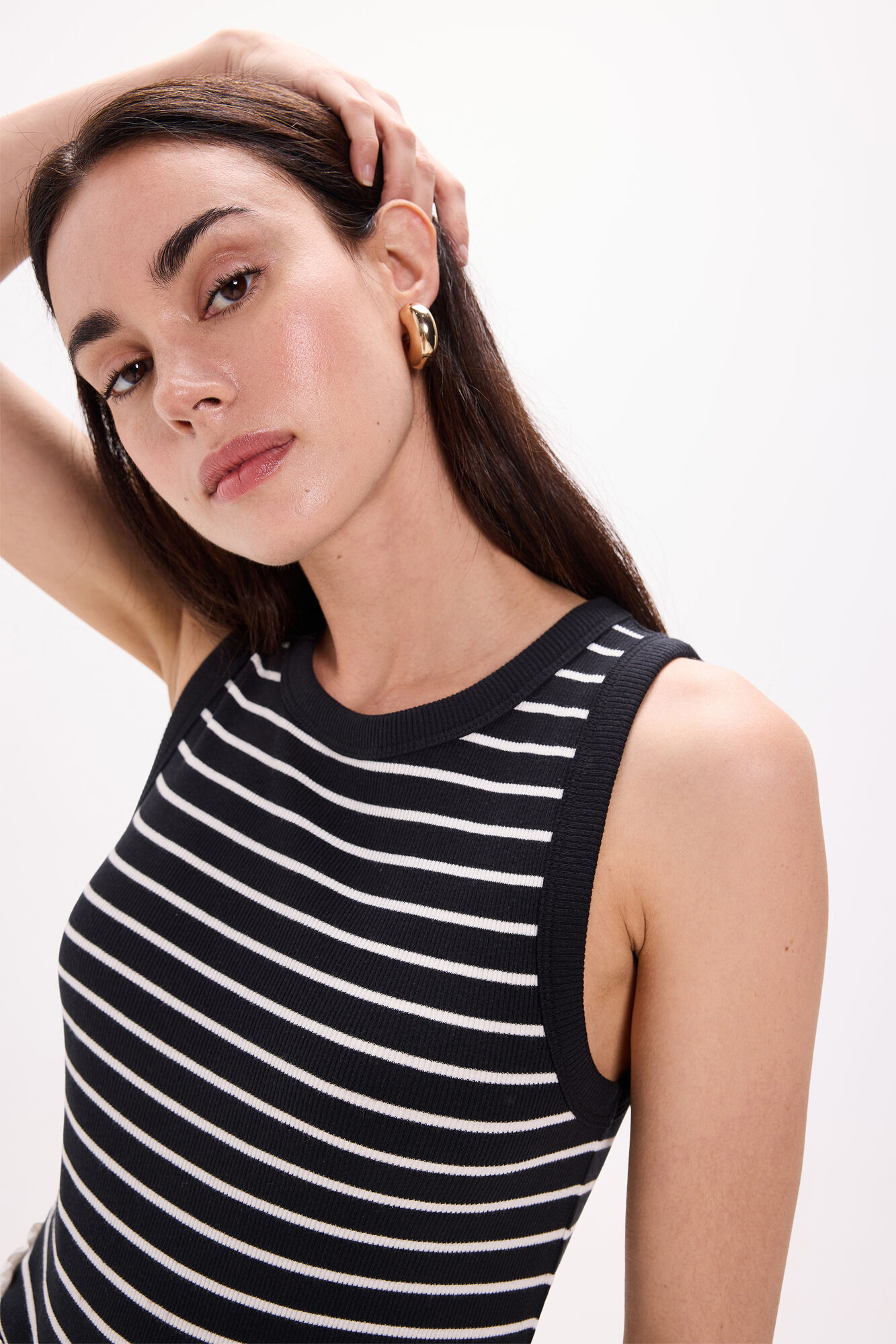 Milano Camiseta rib manga sisa de rayas