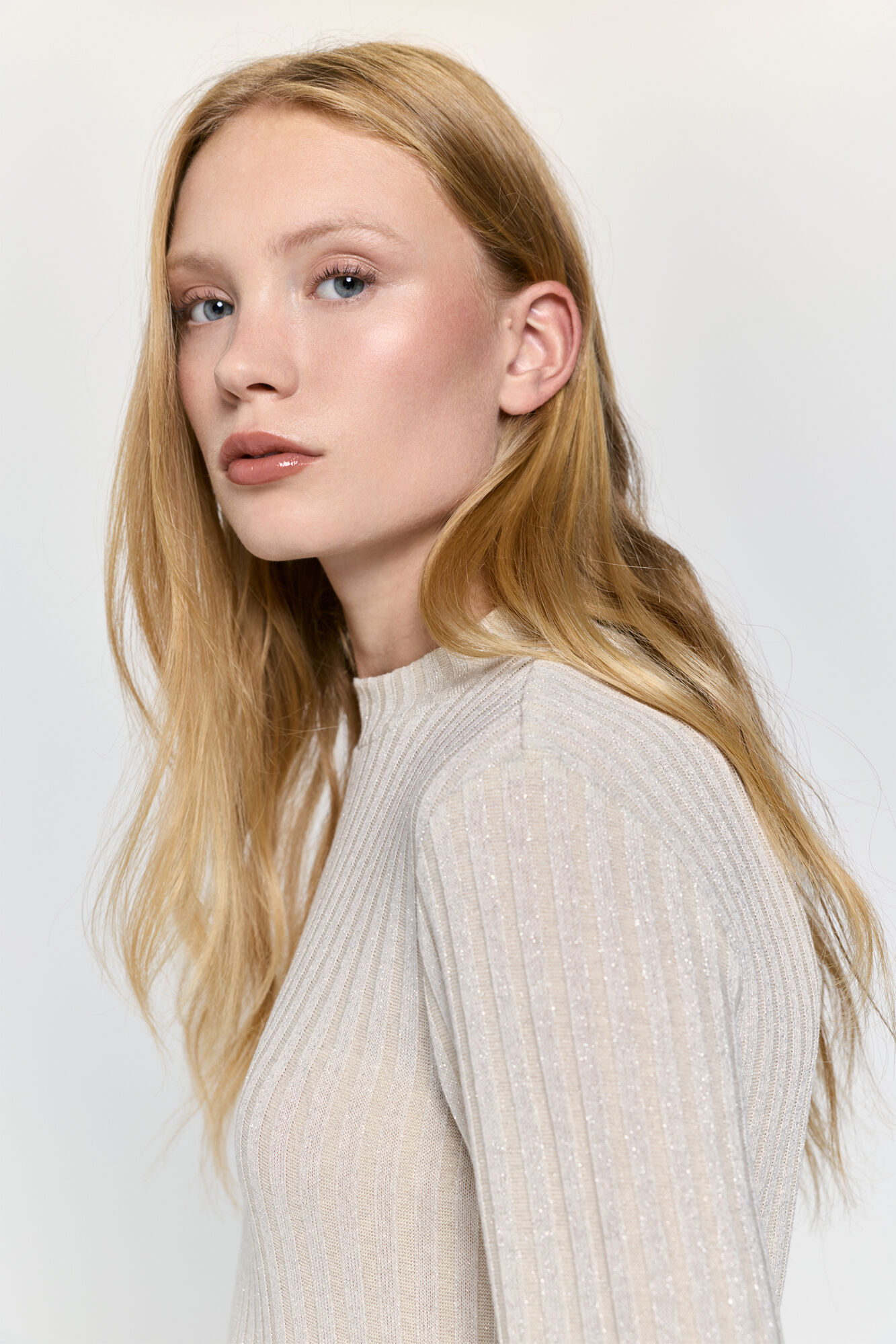 Milano Camiseta manga larga con tejido acanalado con hilo de lurex