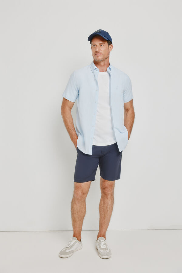 Pedro del Hierro Camisa de quadrados manga curta Azul indigo