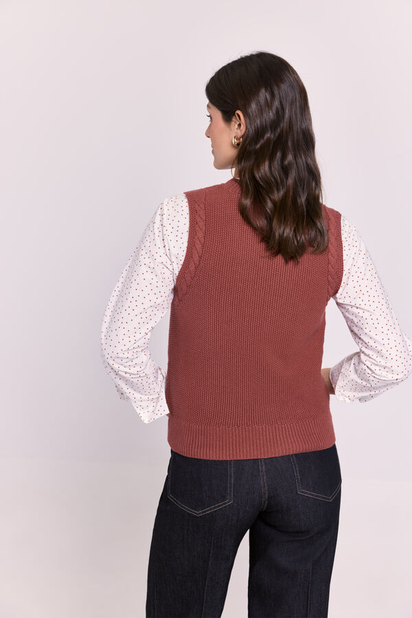 Milano Chaleco de punto con trenzas Vino