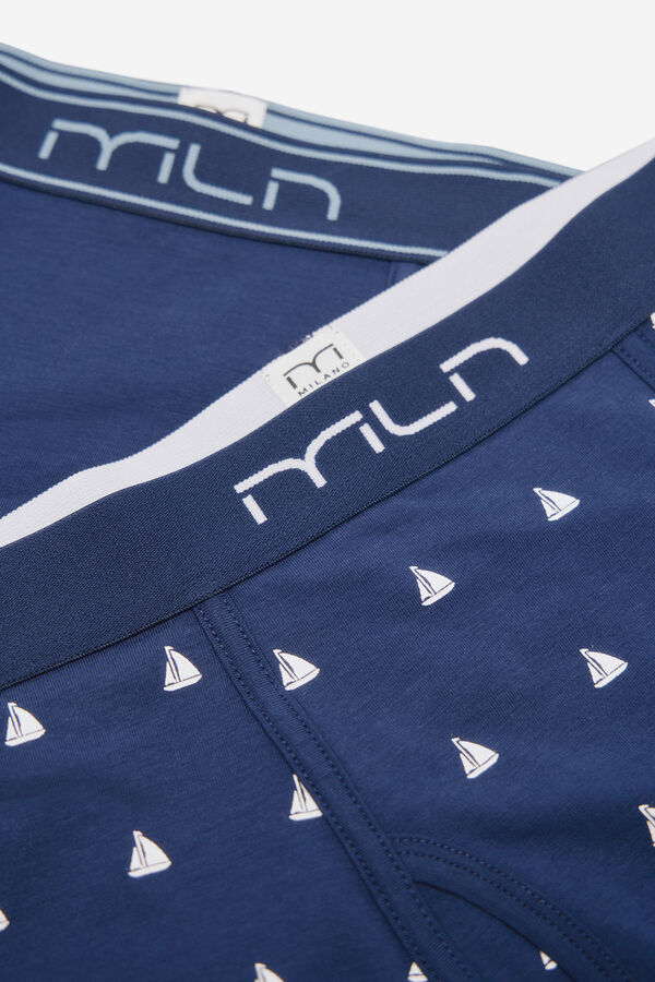 Milano Pack boxer liso y estampado barcos Navy