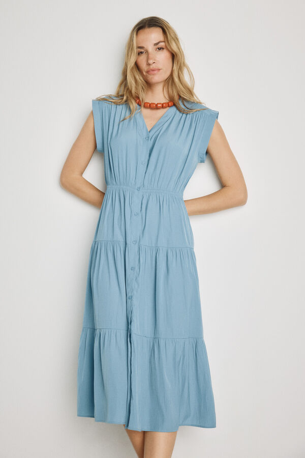 Milano Vestido com decote em bico Azul indigo