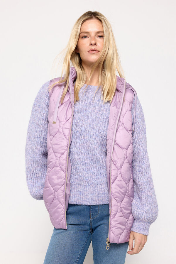 Milano Colete acolchoado capuz Púrpura