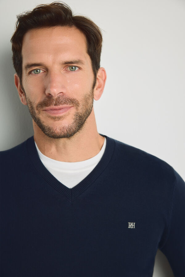 Pedro del Hierro Jersey cuello pico Navy