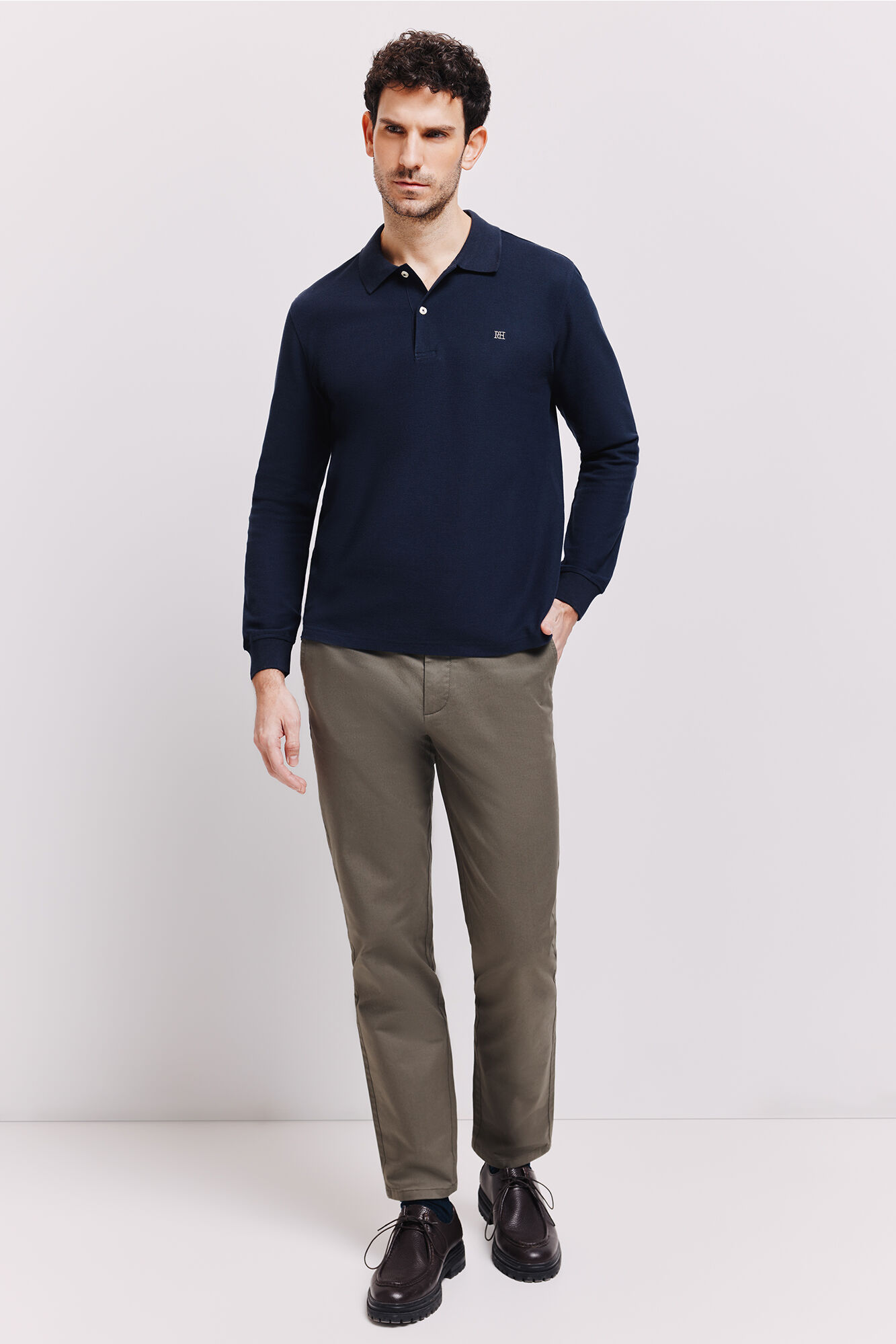 Pedro del Hierro Polo manga larga con logo bordado