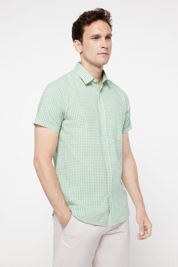 milano Camisa Slub Cuadros Estampado verde