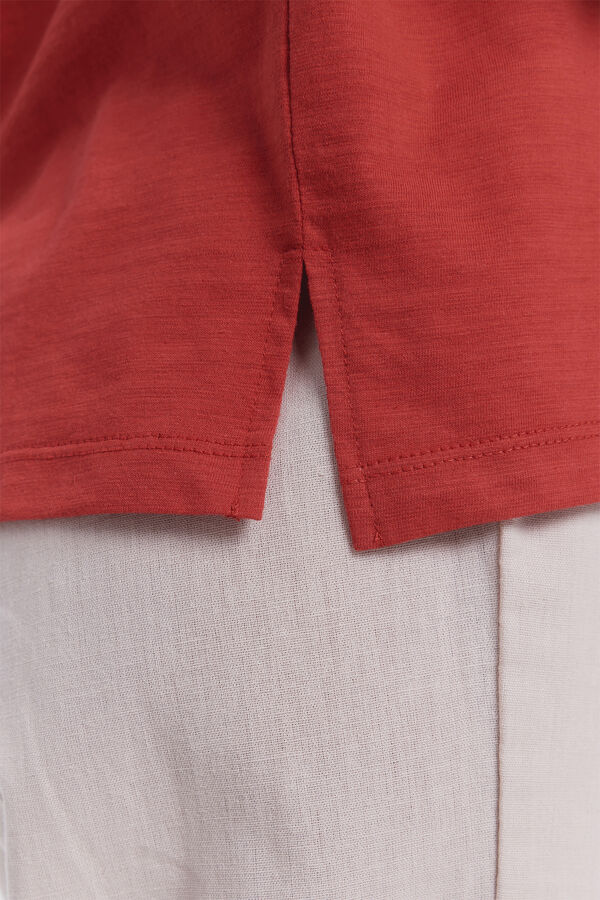 Milano Camiseta manga curta curta gola canelada Vermelho