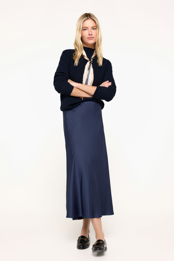 Milano Camisola gola cisne tato suave Azul