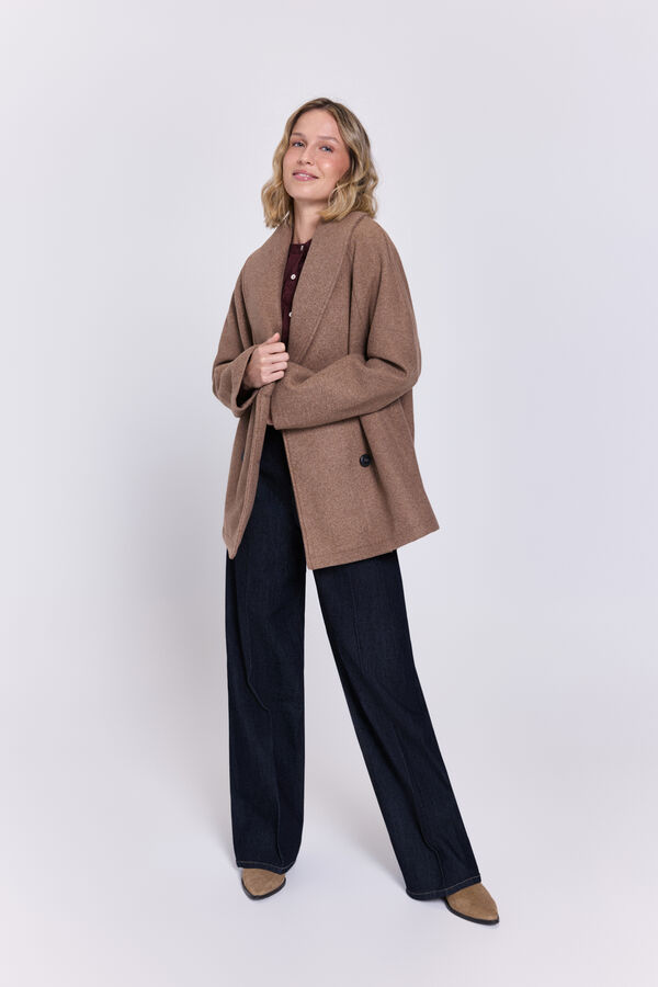 Milano Abrigo de paño corto color camel Beige/Camel