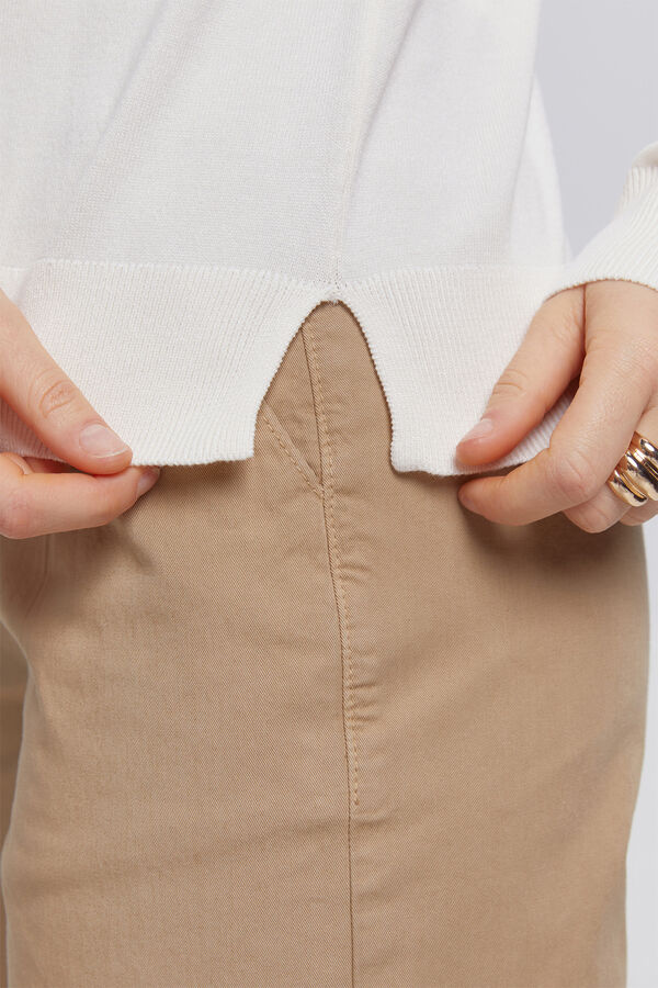Milano Camisola de malha lisa de viscose de qualidade b&aacute;sica Marfim