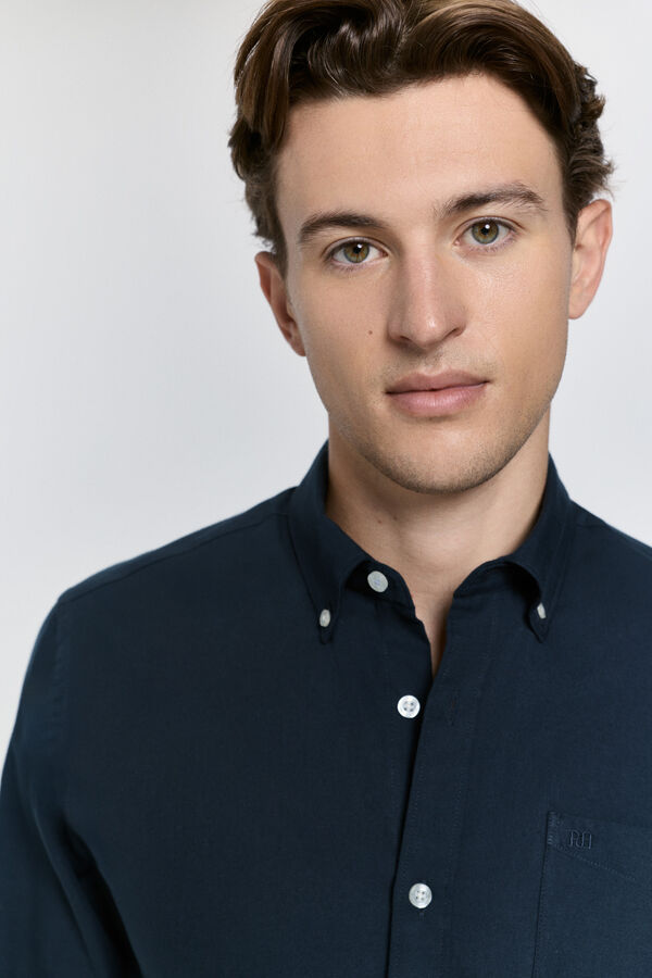 Pedro del Hierro Camisa lisa com caimento relaxado Marinho