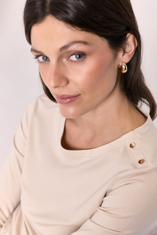 Milano Camisola gola redonda com bot&otilde;es Bege