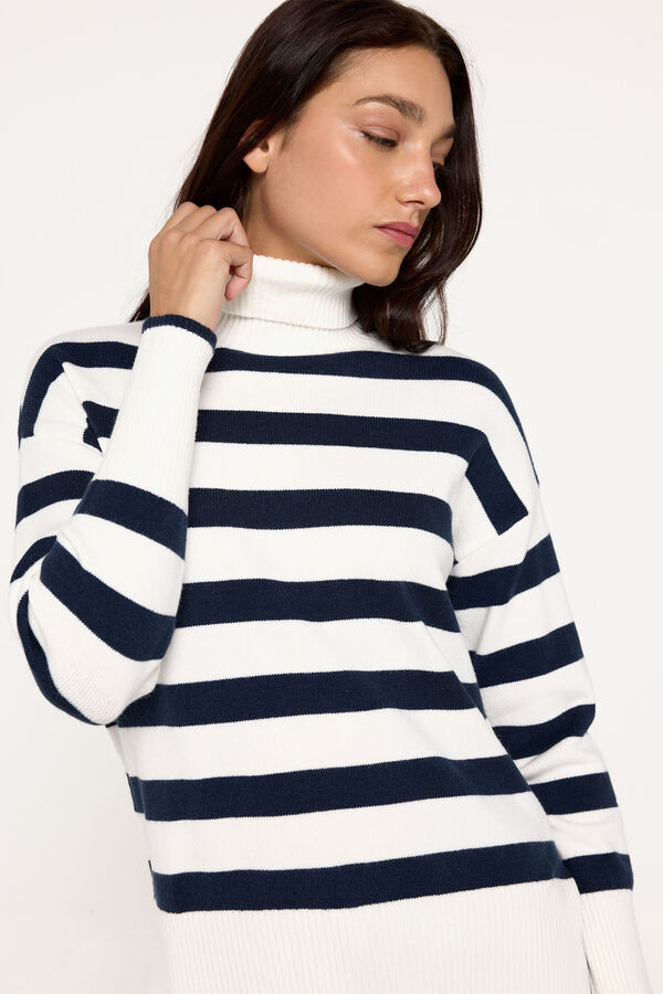 Milano Jersey cuello vuelto bajo abierto Navy