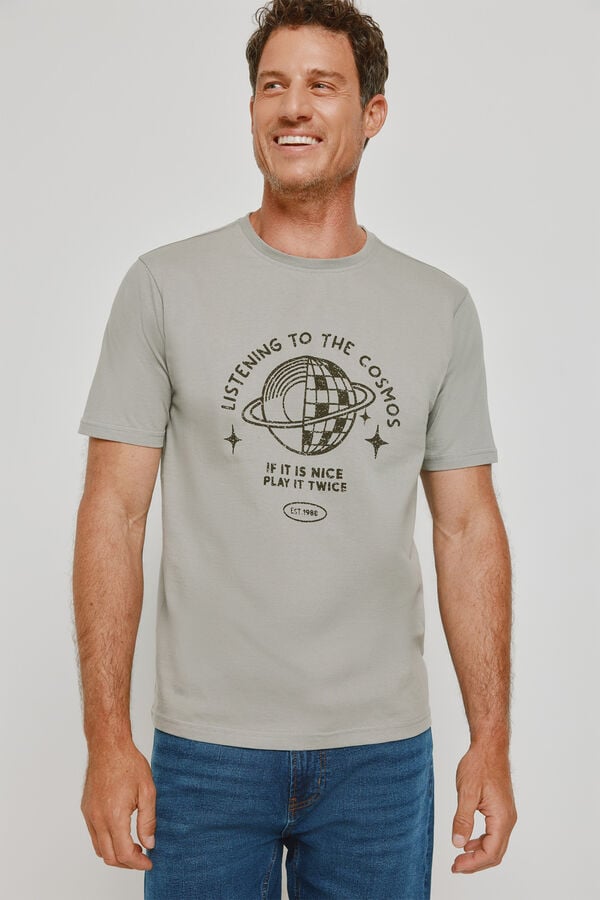 Springfield T-shirt gr&aacute;fica Springfield Estampado cinza