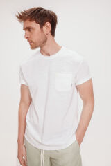 Milano Camiseta b&aacute;sica com bolso Branco