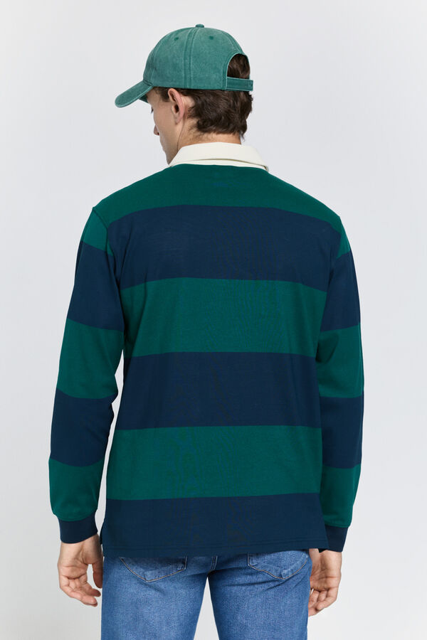 Milano Polo estilo rugby rayas Azul